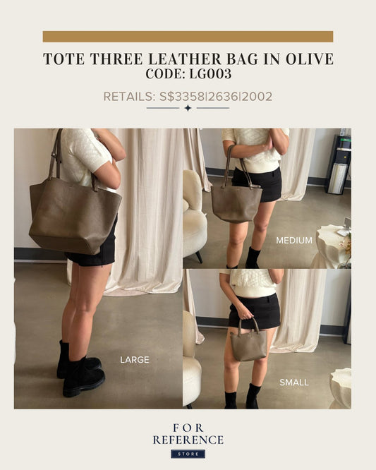 Tote three leather bag in Olive | LG003
