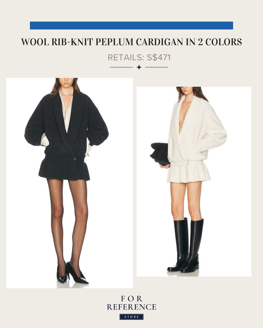 Wool rib knit peplum cardigan mini dress in 2 colors