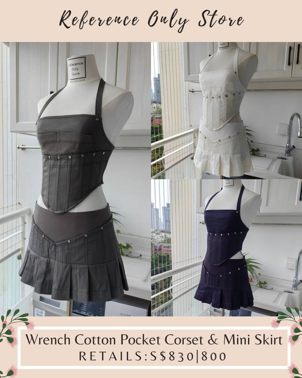 DL Wrench Cotton Pocket corset top and mini skirt