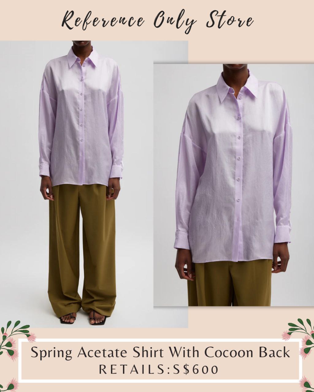 TB Spring Lilac Acetate Shirt with Cocoon Back