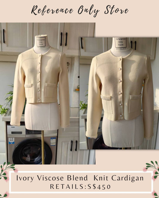 SD Viscose Blend Cardigan  with embellishments in ivory
