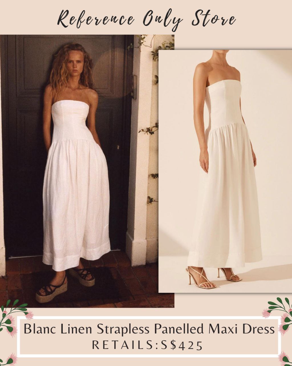 SJ Blanc Linen Strapless Panelled Maxi dress