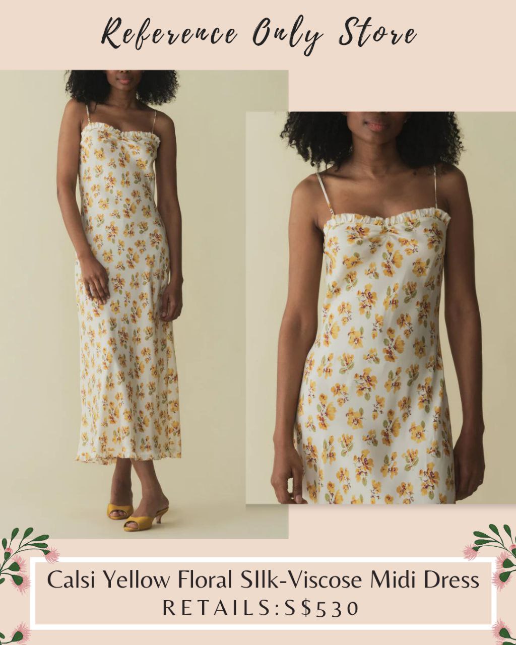 DN Calsi yellow silk viscose midi dress