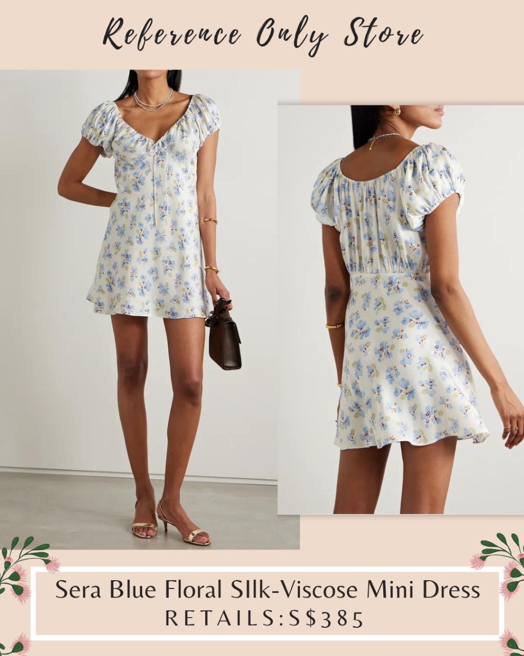 DN Sera Blue Floral silk viscose mini dress