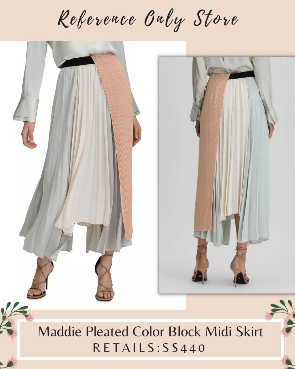 RS Maddie Pleated Color Block Midi Skirt