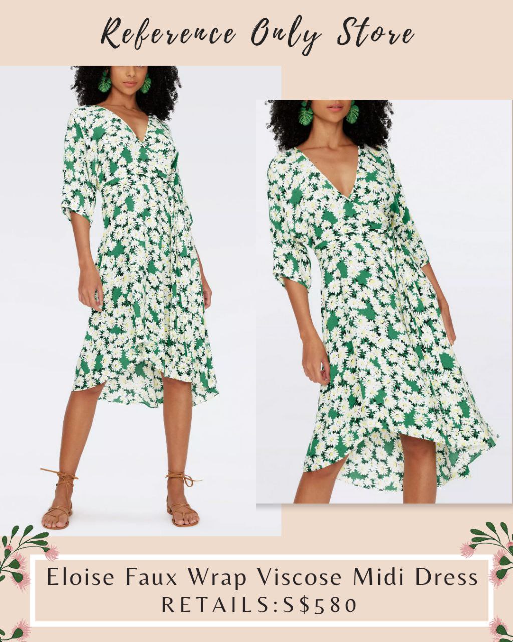 DVF Eloise Faux Wrap Viscose Midi Dress