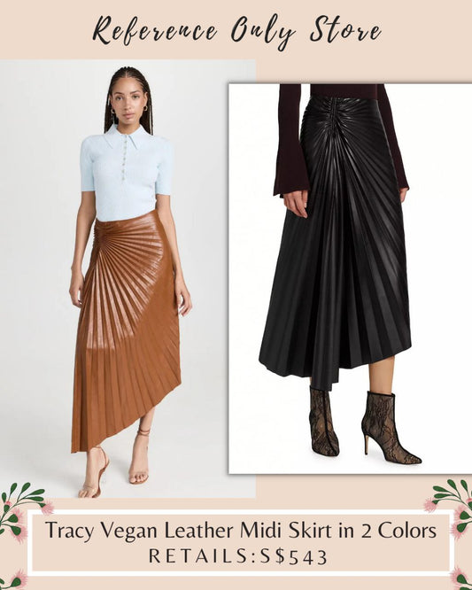 Alc Tracy Vegan Leather Midi Skirt in Cognac