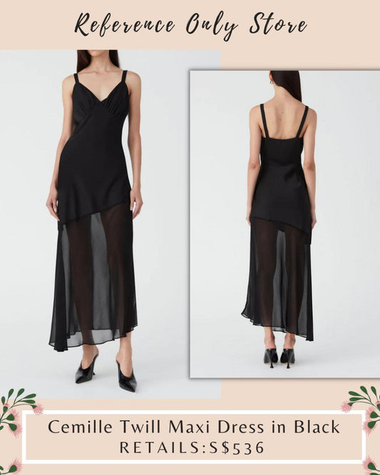 MS Cemille Twill Maxi Dress in Black