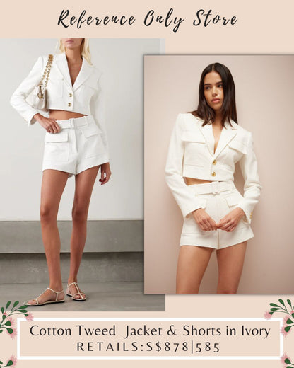 alc cotton tweed jacket and shorts in ivory