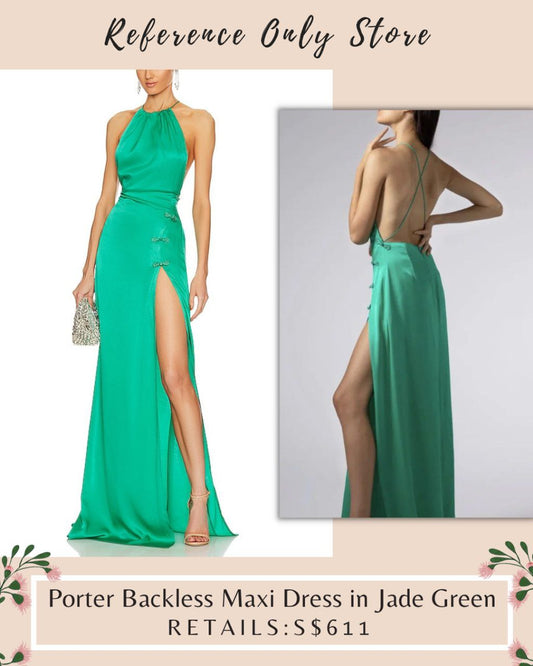 SL Porter Backless Maxi Dress in Jade Green