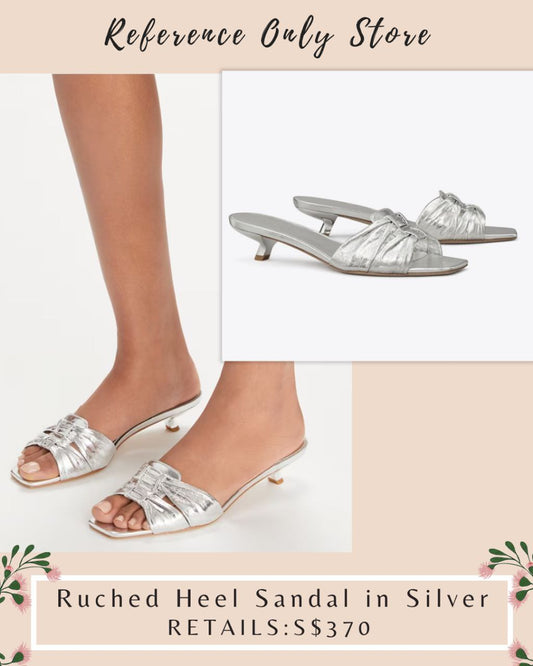 TB Ruched Heel Sandal in silver