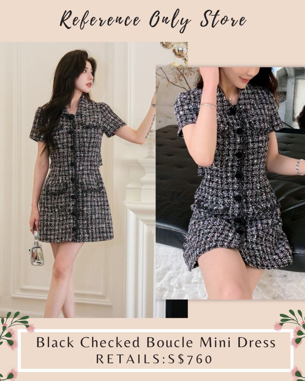 SP Black Checked Boucle Mini Dress