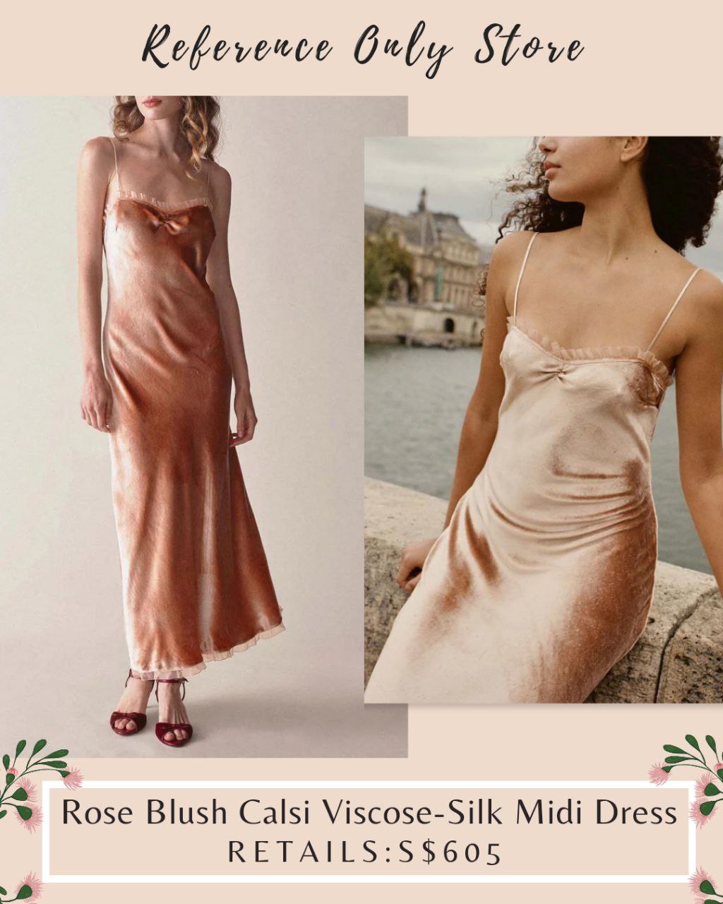 DN Rose Blush Calsi Viscose Silk Midi dress
