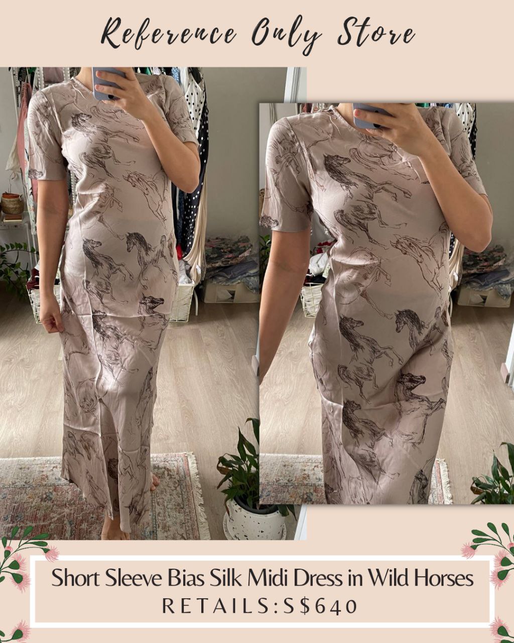 SL Short Sleeve Bias Cut Dress in wild horses