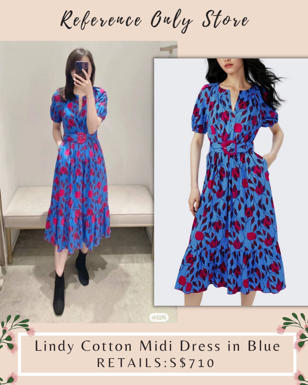 DVF Lindy Blue Cotton Midi Dress