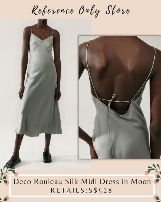 SL Deco Rouleau Silk Slip Dress in Moon Gray