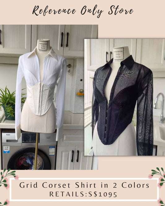 DL Grid Corset Shirt top in 2 colors