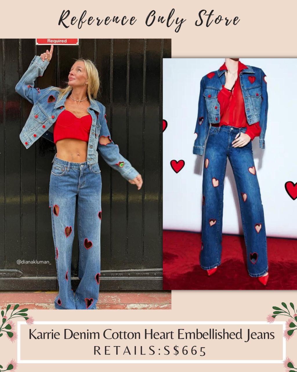 AO Karrie Denim Heart Cotton Heart Embellished Jeans