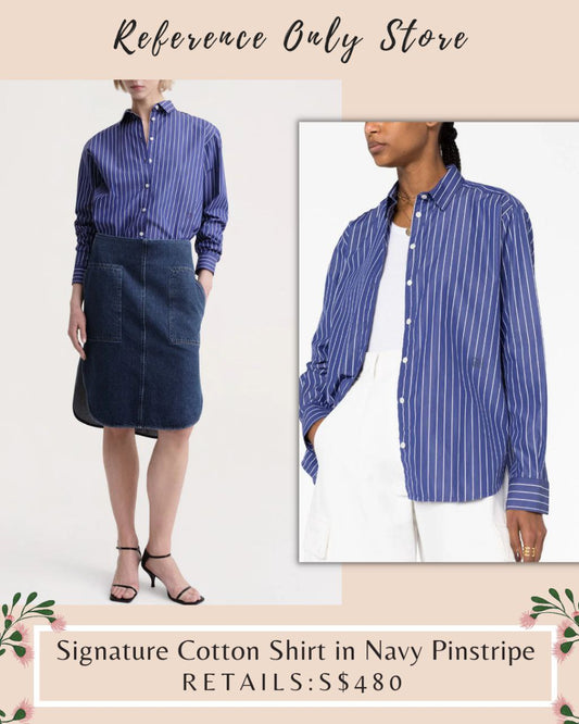 Tot Signature Cotton Shirt in pinstripe