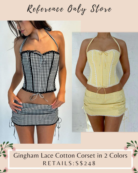 GZ Gingham Lace Cotton Corset in 2 colors