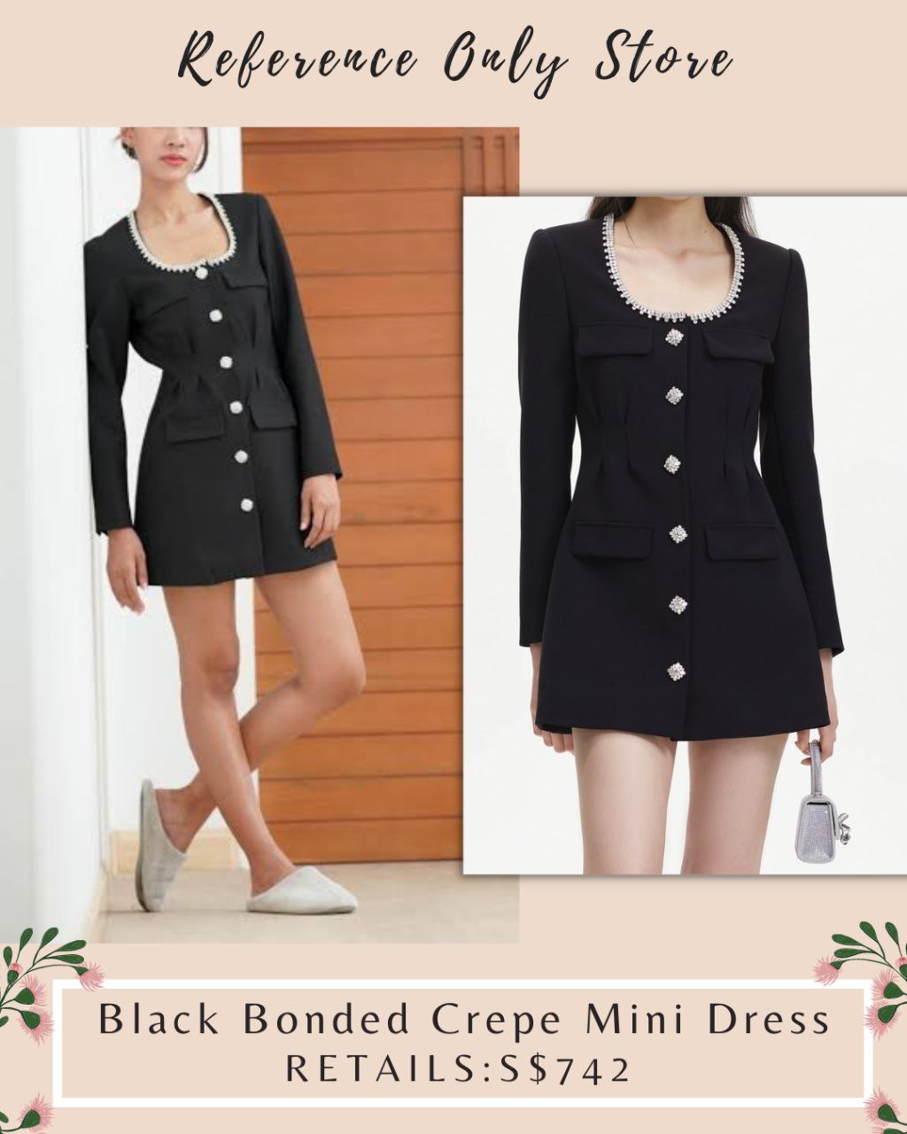 SP Black Bonded Crepe Mini Dress