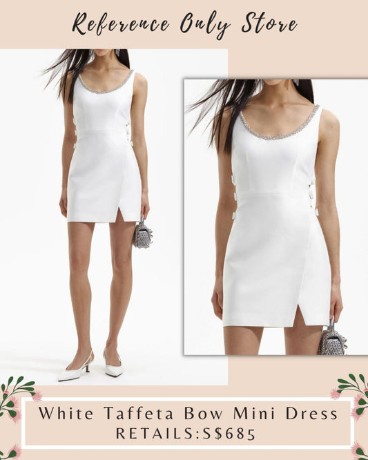 SP White Taffeta Bow Mini Dress