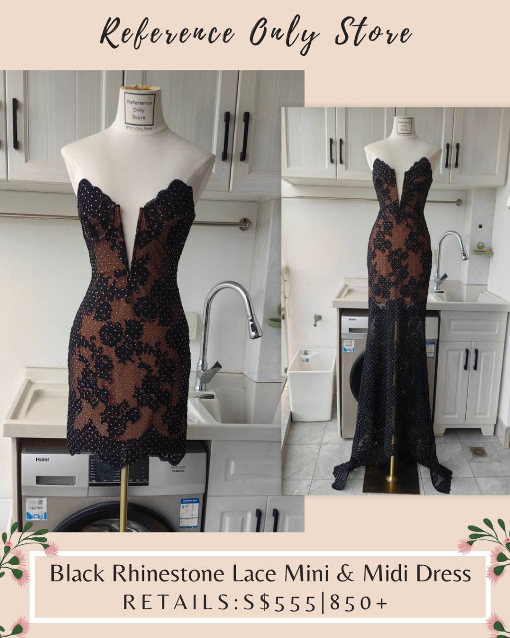 SP Black Rhinestone Lace Mini / Maxi dress