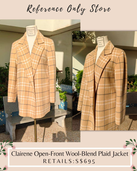 TH Clairene Open Front Wool Blend Plaid Jacket