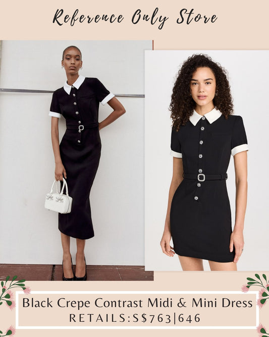 SP Black crepe Contrast Midi & Mini Dress