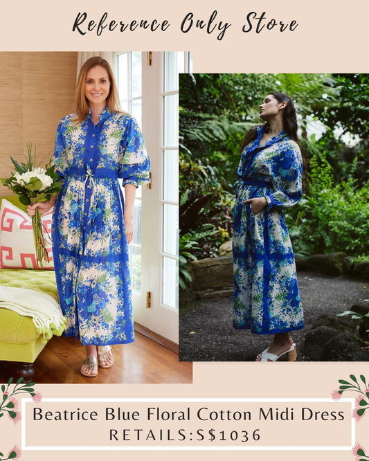 CC Beatrice Blue Floral midi dress