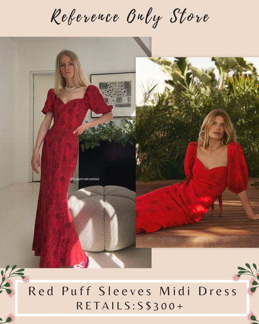 ADR Red puff Sleeves midi dress