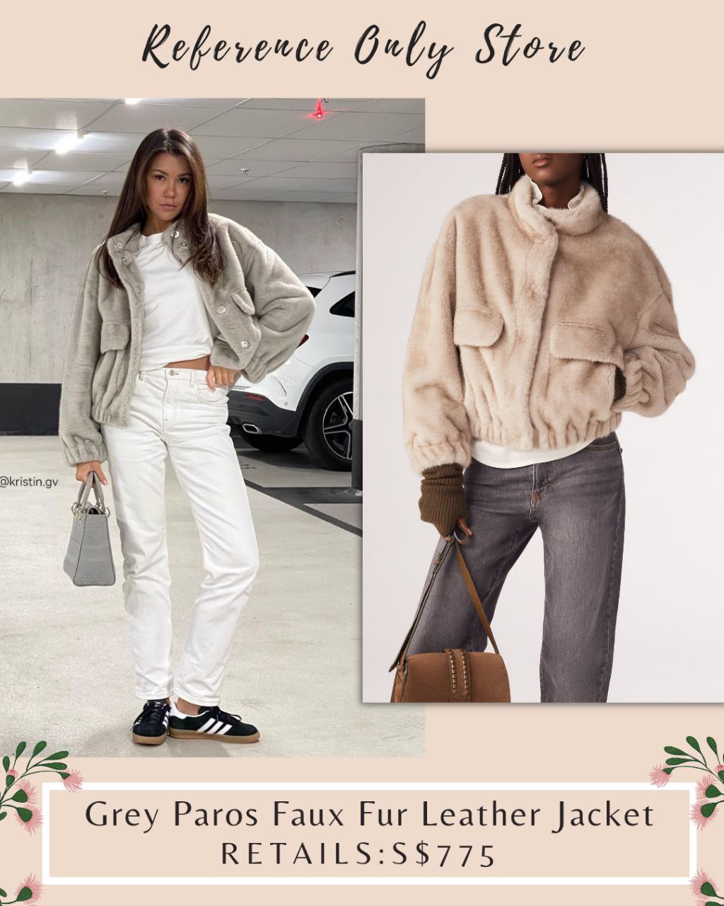 BSH Grey Paros Faux Fur Leather Jacket