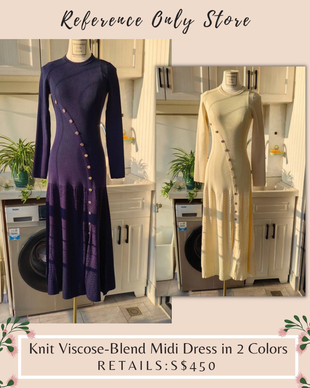 SD Knit Viscose Blend Midi Dress in 2 colors
