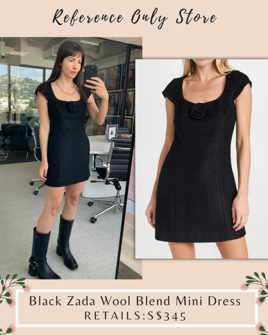 Ref Black Zada Wool Blend Mini Dress