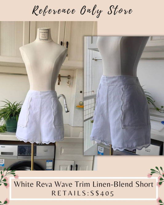 AJ White Reva Linen Blend Wave trim shorts