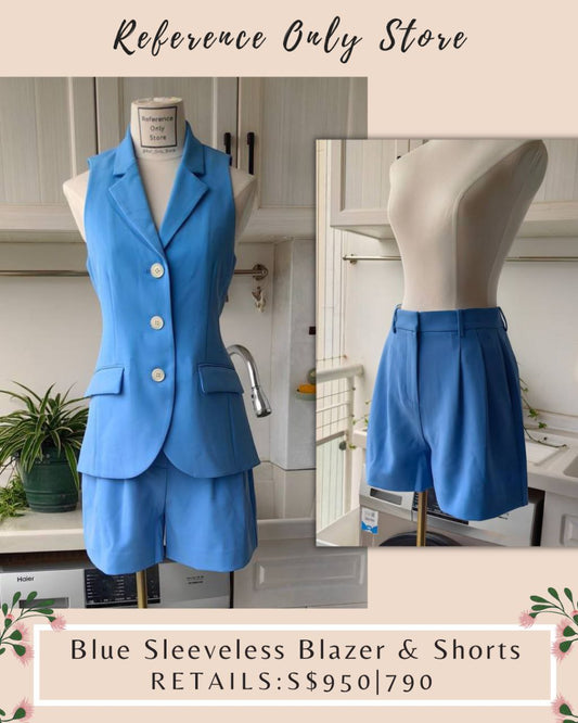 DL Blue Sleeveless Blazer & Shorts