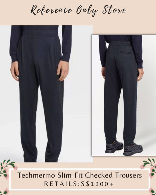 ZN Men's Techmerino Slim Fit Checked Trousers
