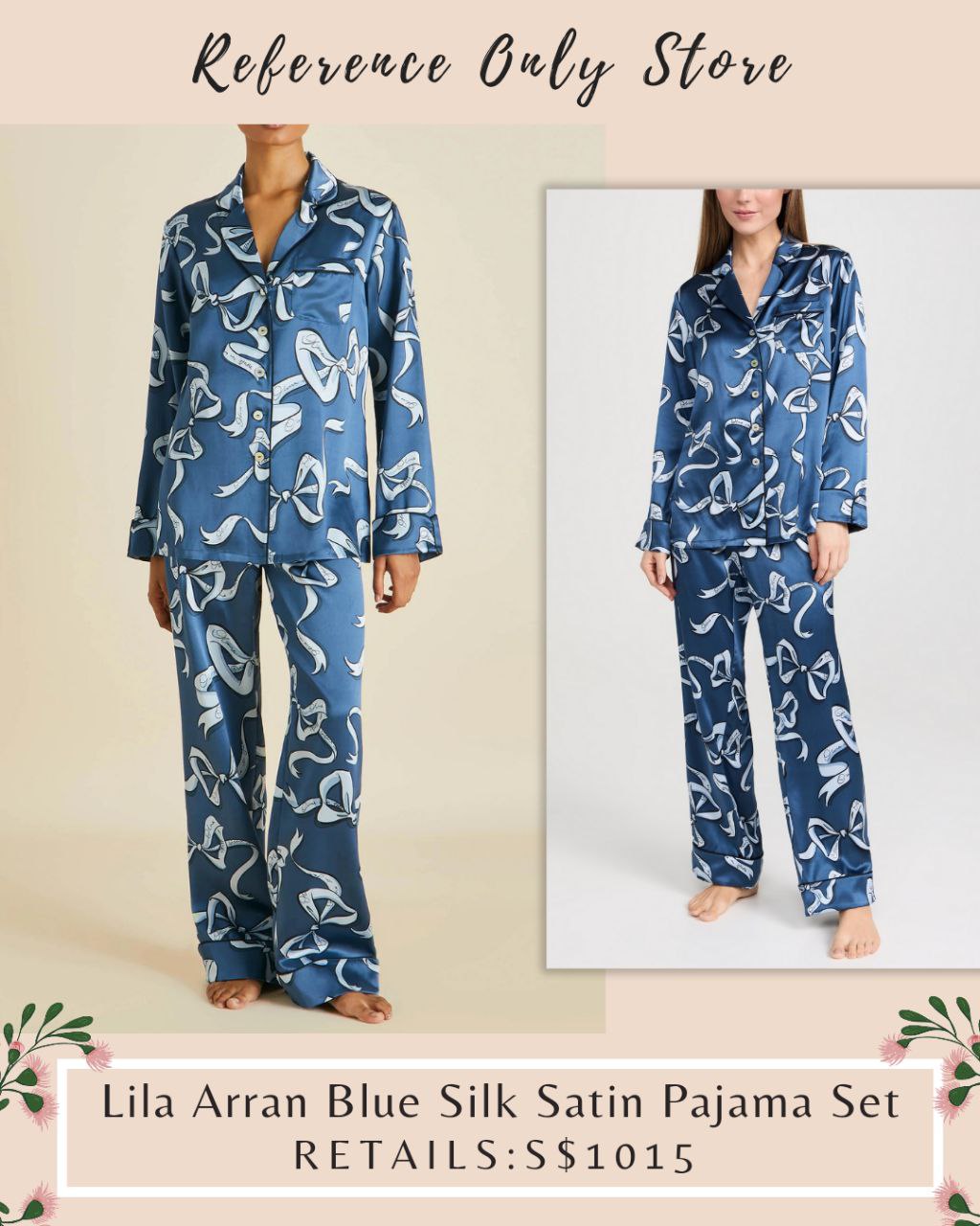 OVH Lila Blue Silk Pyjama Set