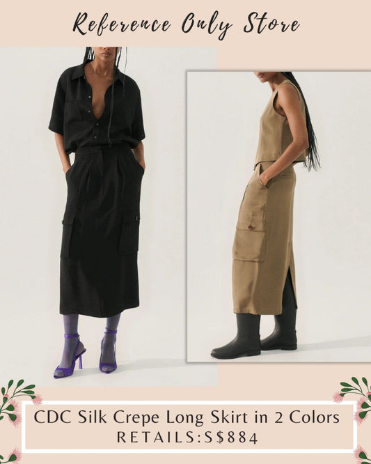 SL Silk crepe long skirt in 2 colors