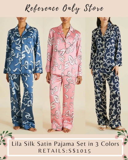 OVH Lila Blue Silk Pyjama Set