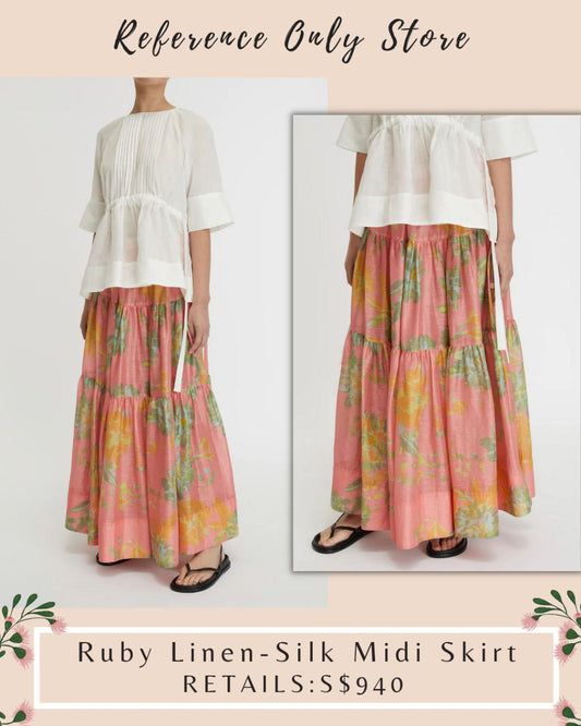 LM Ruby Linen Silk Midi Skirt