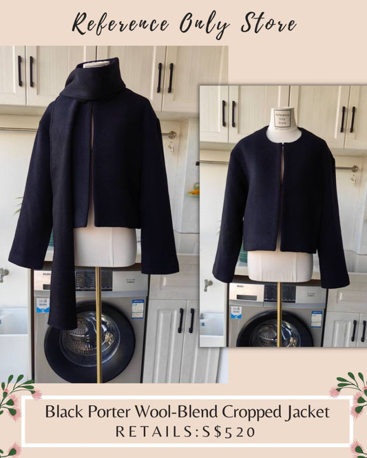 Ref Black Porter Wool Blend Cropped Jacket