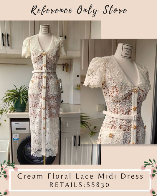 SP Cream Floral Lace Midi Dress