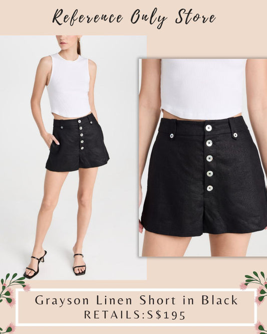 Ref Grayson Linen Shorts in black