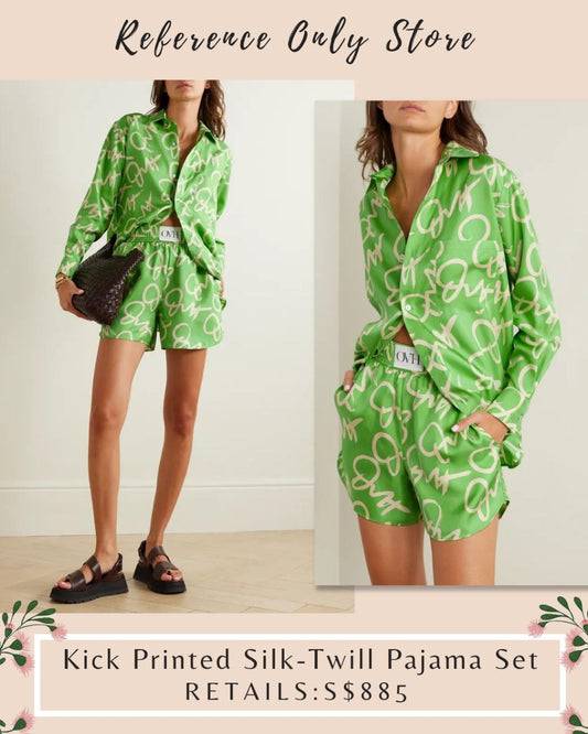OVH Kick Printed Silk Twill pajama Set (top + shorts)