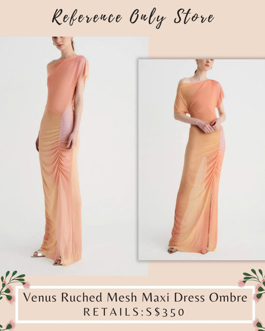 MS Venus Ruched Mesh Maxi Dress