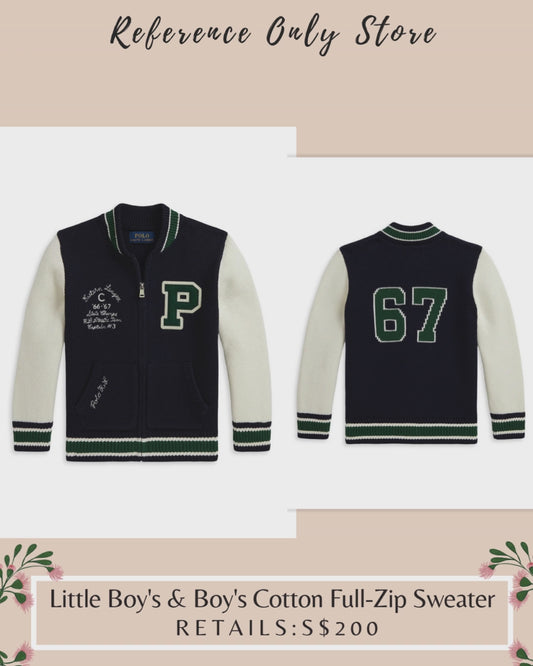 RL Boy's cotton full zip sweater