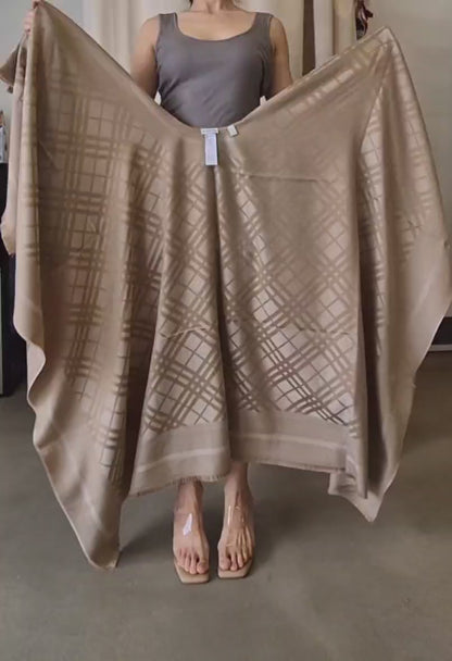 Back in! BBR Check Wool Cashmere cape