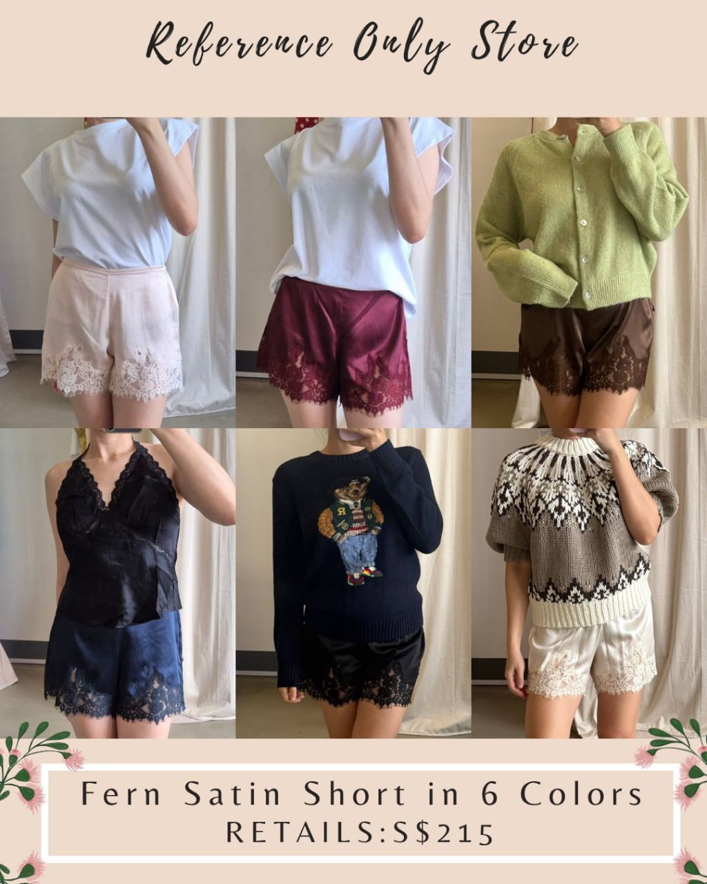 New color! Ref Fern satin shorts in 5 colors