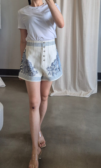 AM cream ramie meadow blouse & shorts